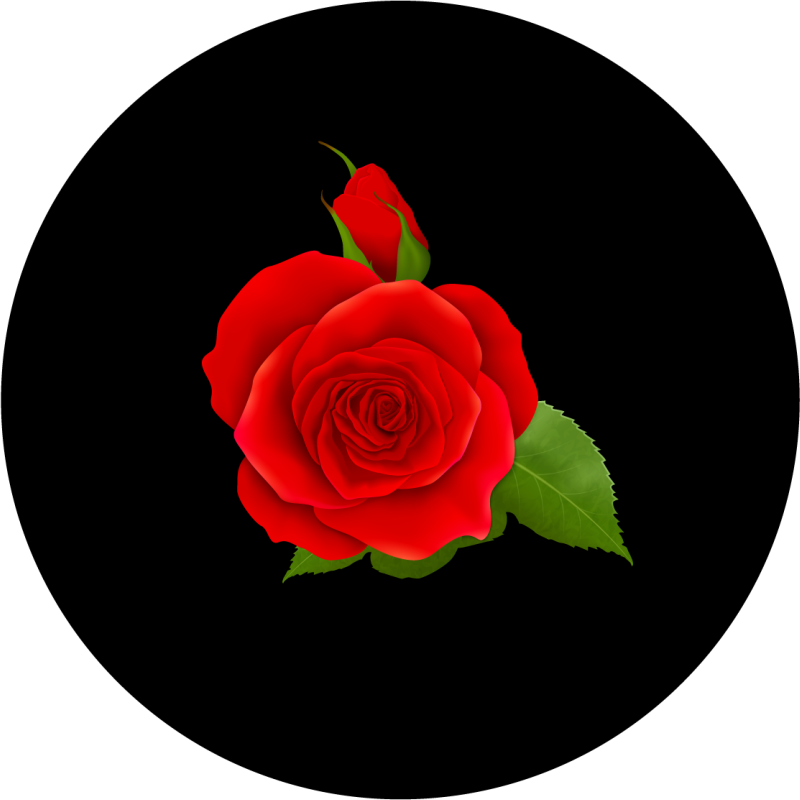 Rød rose på svart blomster vinyl teppe - Tenstickers