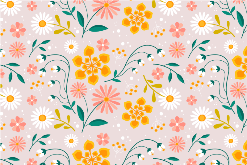 Tusenfrydfeltdesign vinyl teppe blomster og planter - Tenstickers
