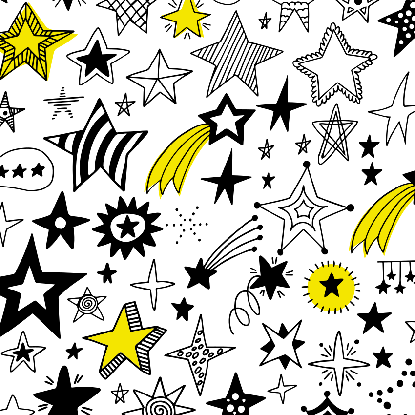 Doodle stars firkantet vinyl teppe - Tenstickers