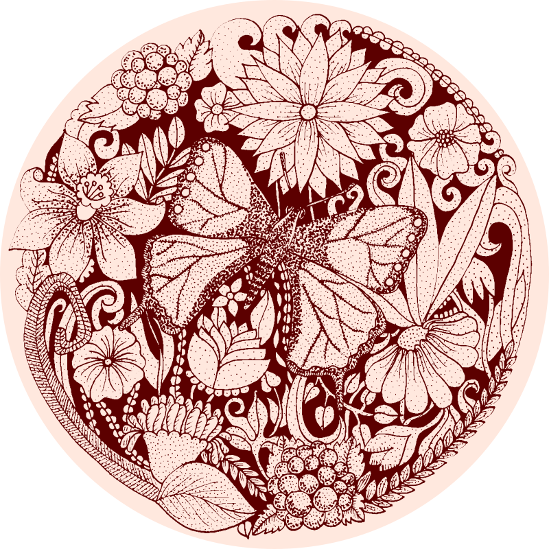 Vintage blomst og sommerfugler natur vinyl teppe - Tenstickers