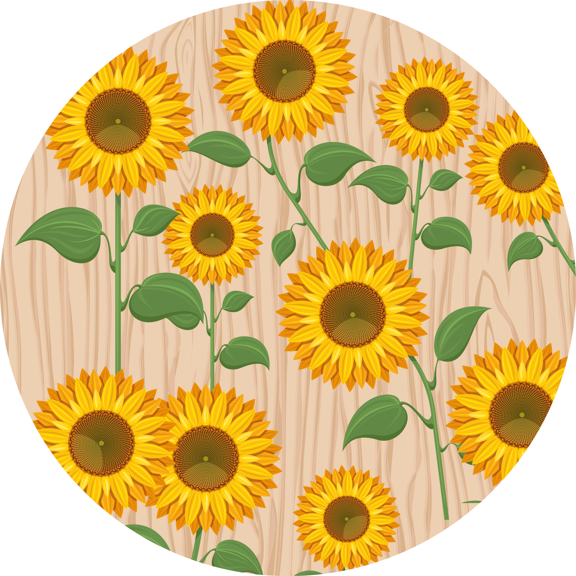 Gule solsikker tre bakgrunn vinyl teppe blomster og planter - Tenstickers