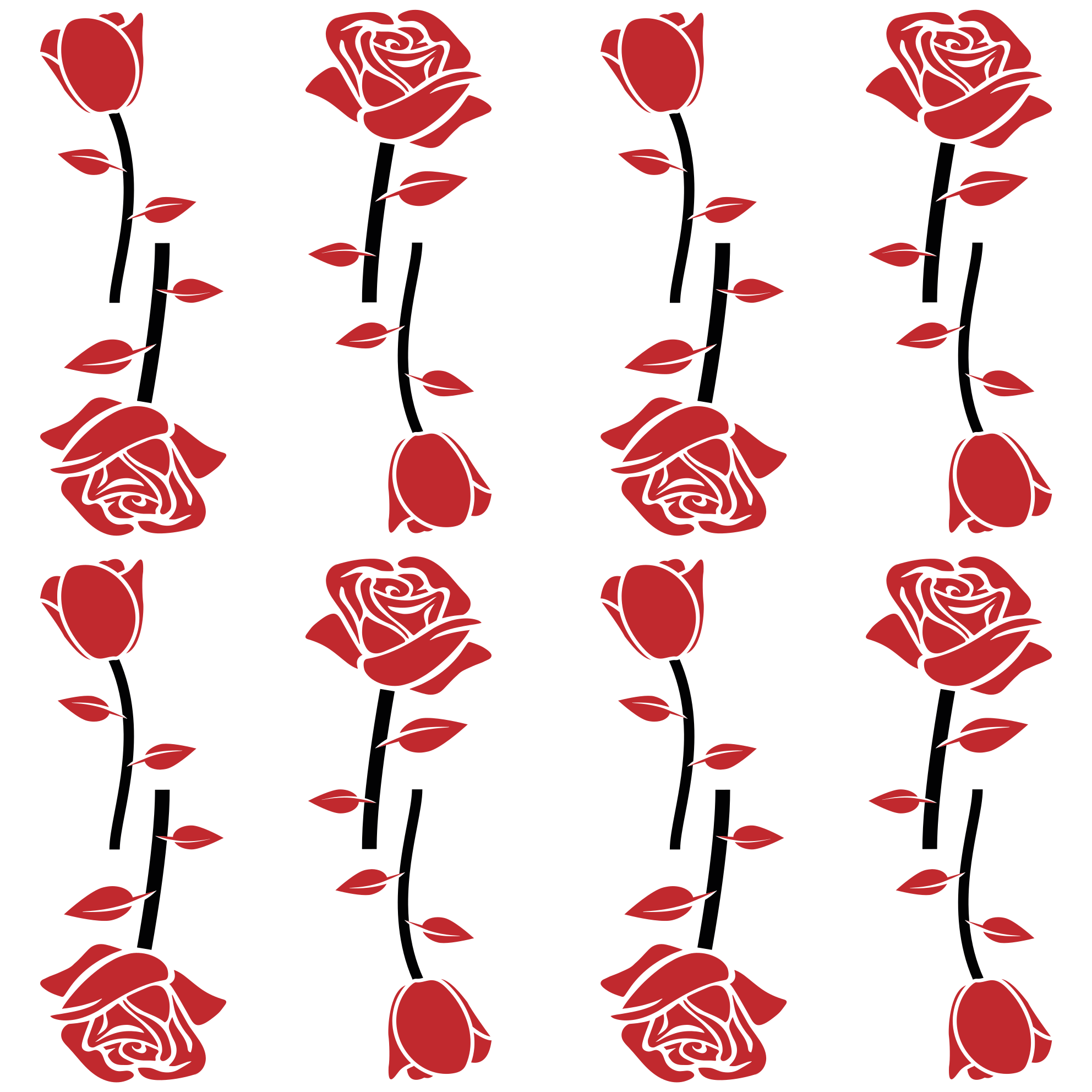 Rød rose mønster vinyl teppe blomster og planter - Tenstickers