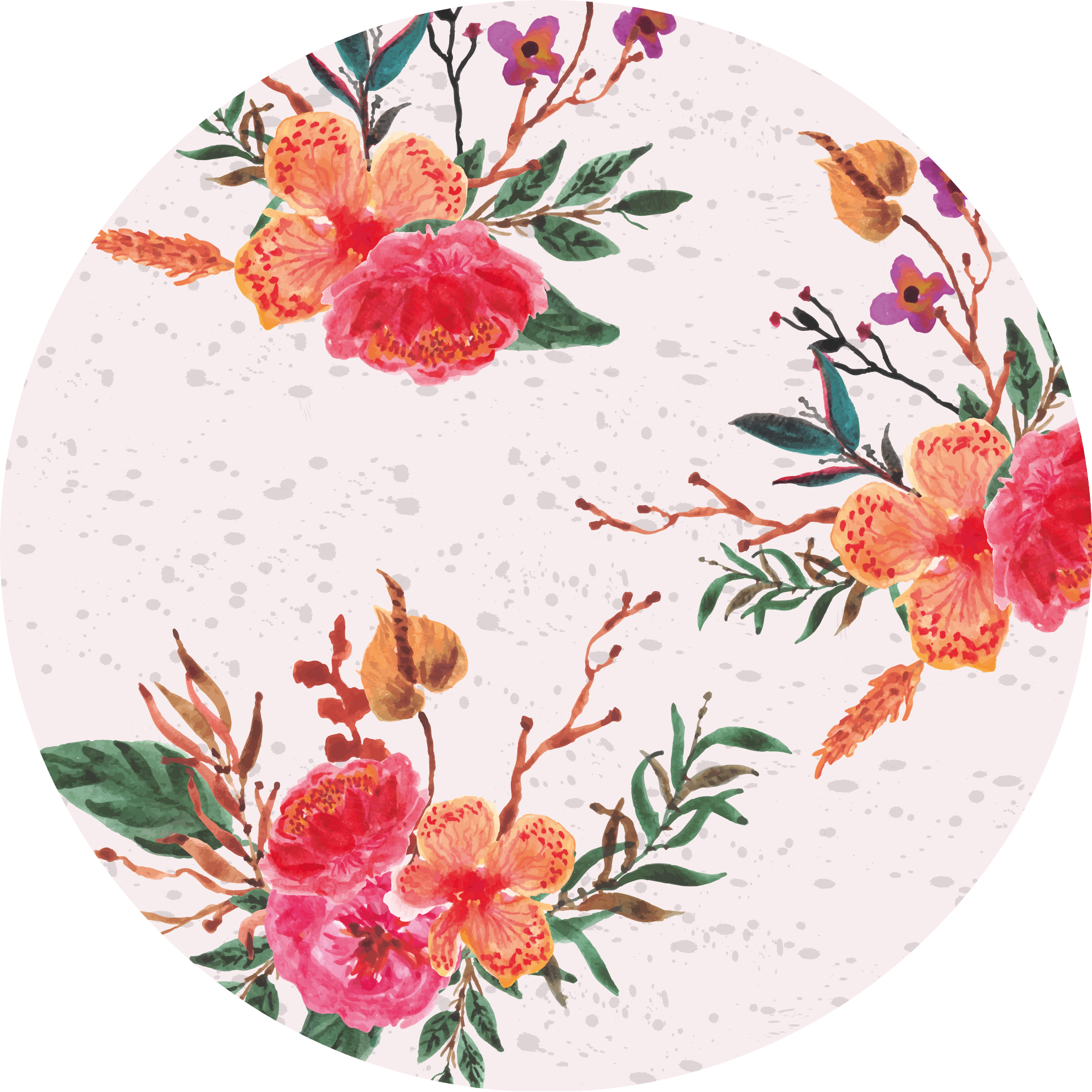 Peoner og orkideer vinyl teppe blomster og planter - Tenstickers