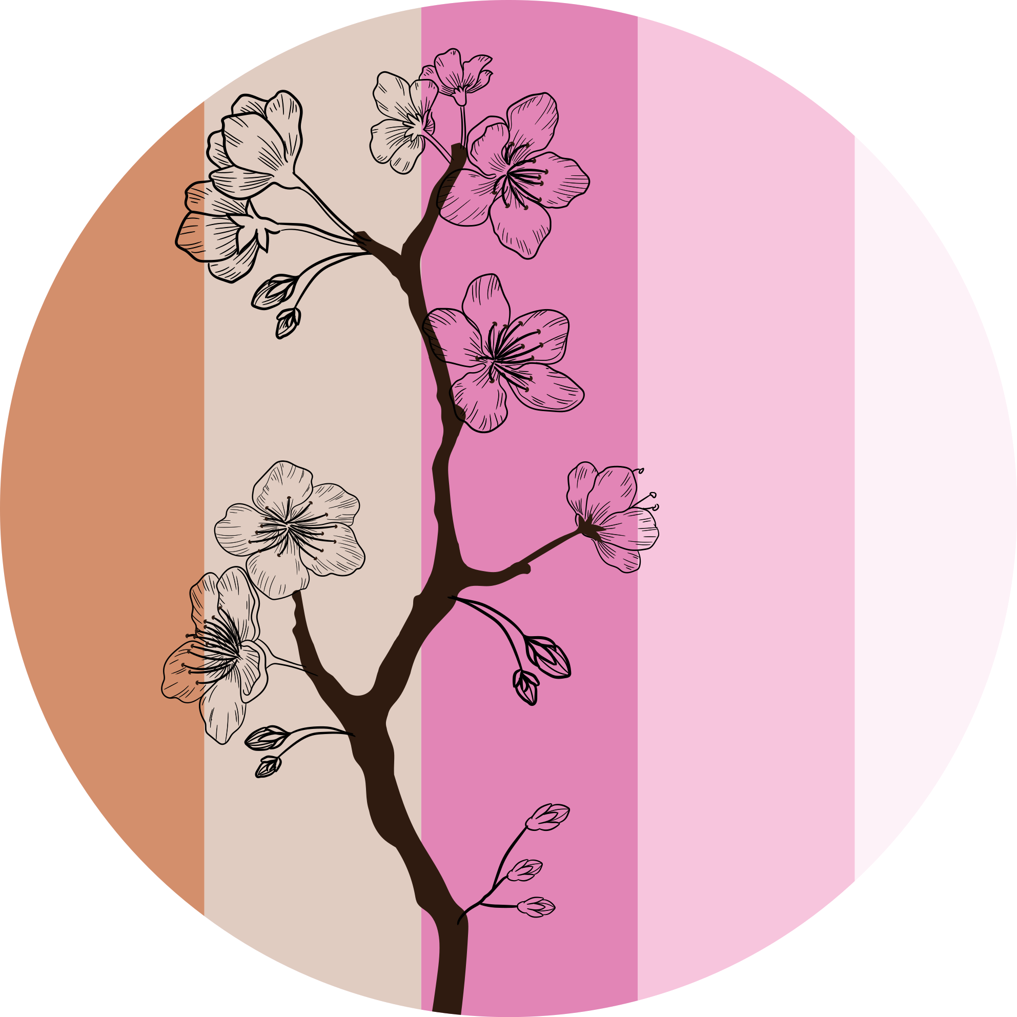 Kirsebærblomstrende eleganse vinyl teppe blomster og planter - Tenstickers