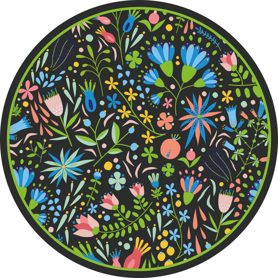 Fargerike polske blomster vinyl teppe blomster og planter - Tenstickers