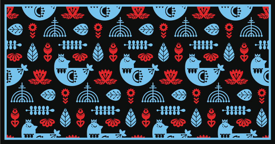 Fargerike folkemønstre vinyl teppe dyr - Tenstickers