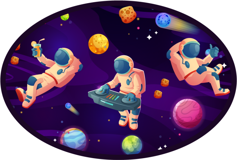 Astronautfestdesign vinyl teppe stjerner - Tenstickers