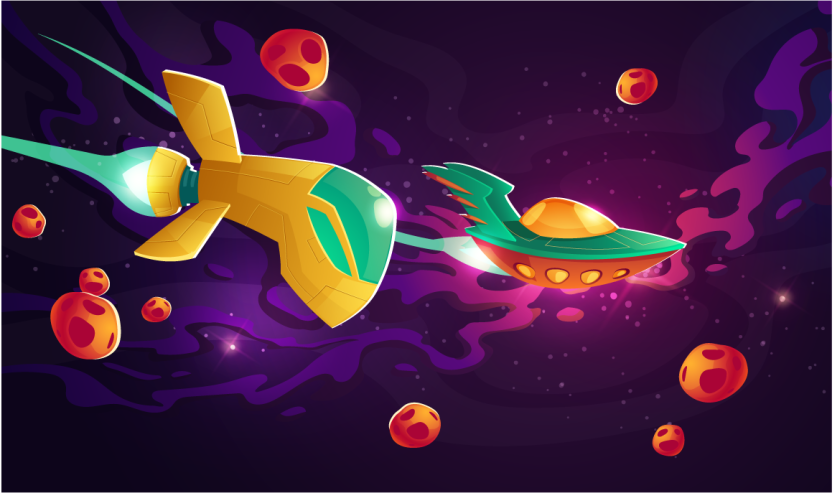 Kosmisk reisekonsept Vinyl teppe flere barn - Tenstickers