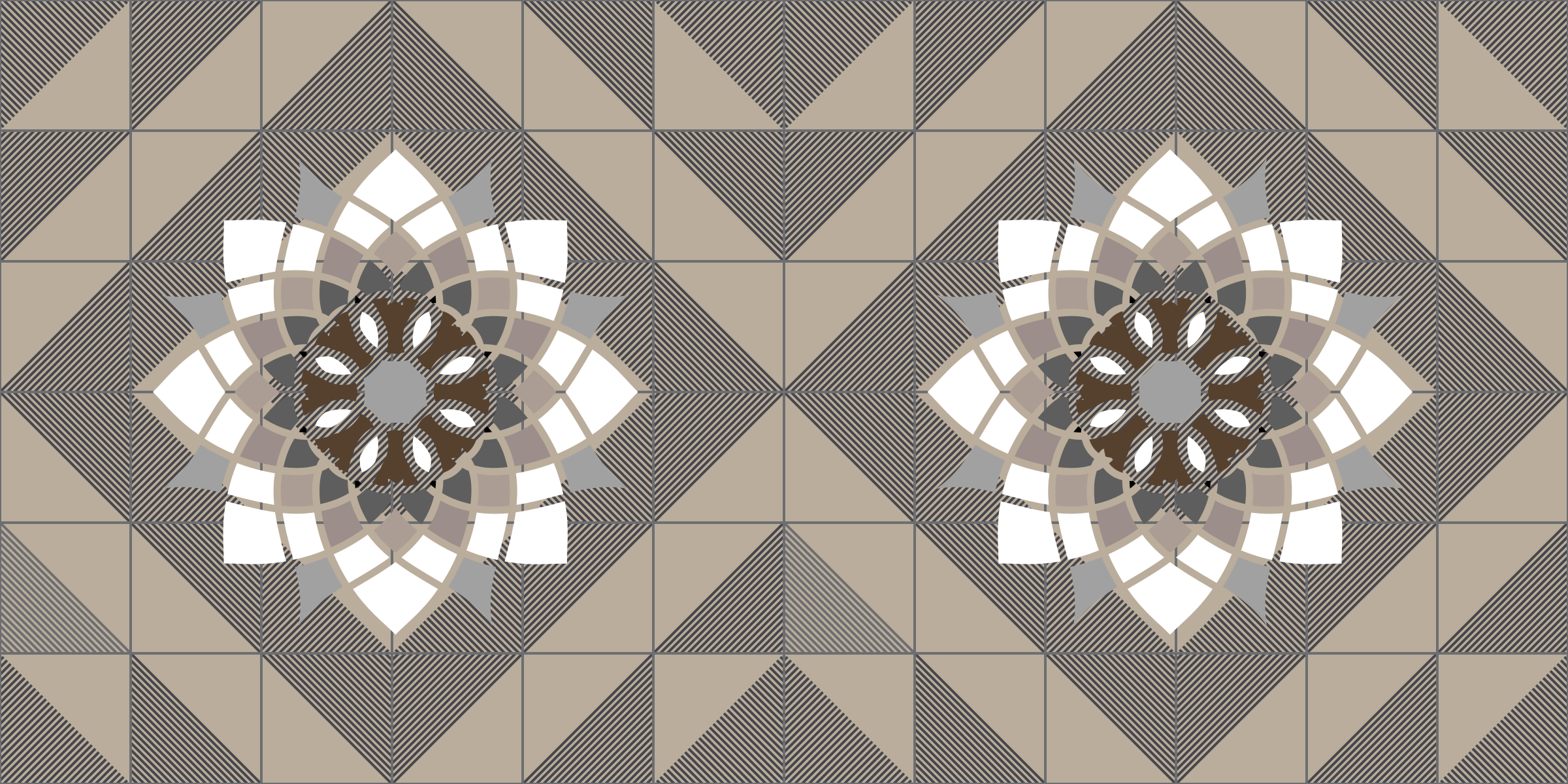 Geometrisk blomstermotiv vinyl teppe mosaikk - Tenstickers