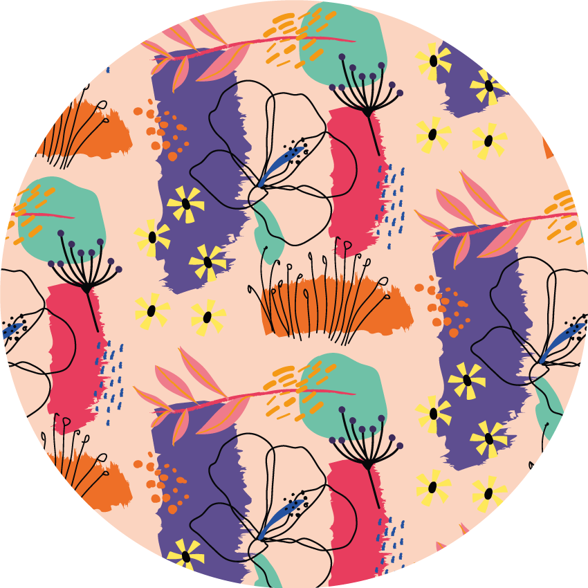 Lyse blomstermotiver vinyl teppe blomster og planter - Tenstickers
