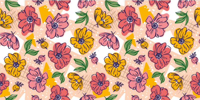 Fargerike blomster og planter vinyl teppe - Tenstickers