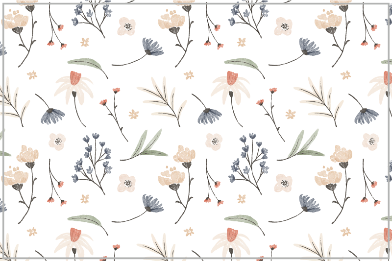 Blomsterbotanisk element vinyl teppe stue - Tenstickers