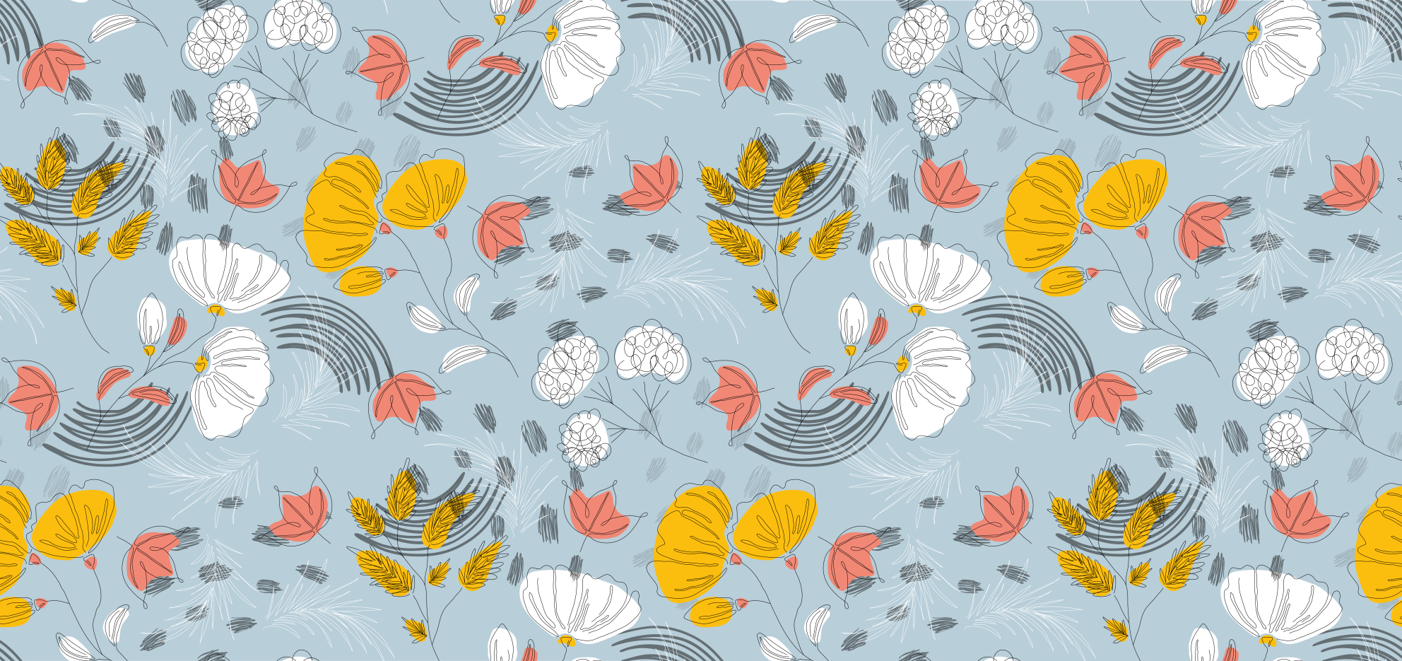 Blå mønsterblomst vinyl teppe blomster og planter - Tenstickers