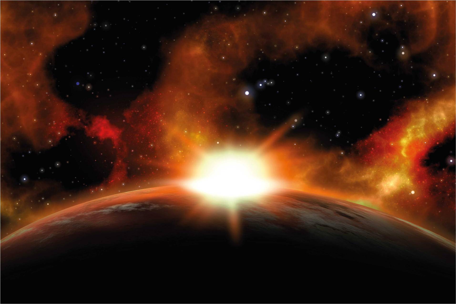 Himmelsk soloppgangsglød vinyl teppe stjerner - Tenstickers