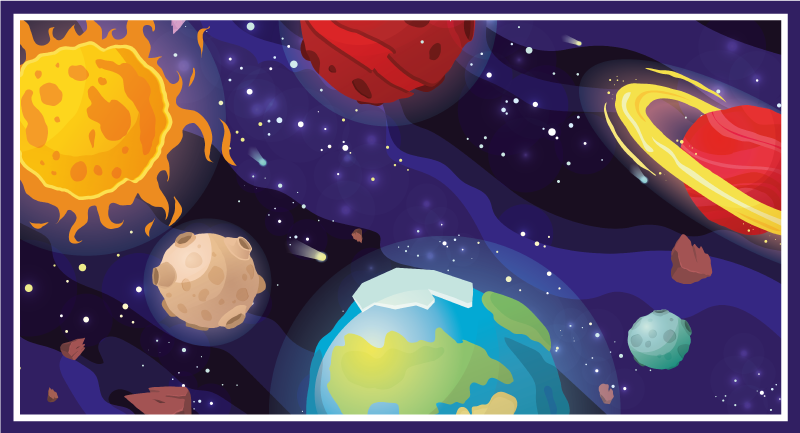 Kosmisk utforskningsscene vinyl teppe stjerner - Tenstickers