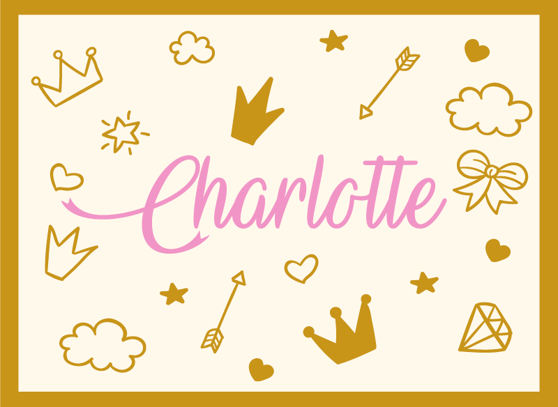 Vinyl teppe med navn prinsessetema - Tenstickers