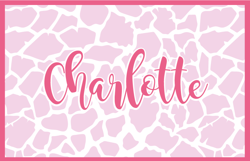 Rosa ku design vinyl teppe med navn - Tenstickers