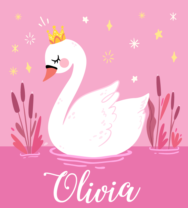 Prinsesse svane med navn Vinyl teppe flere barn - Tenstickers