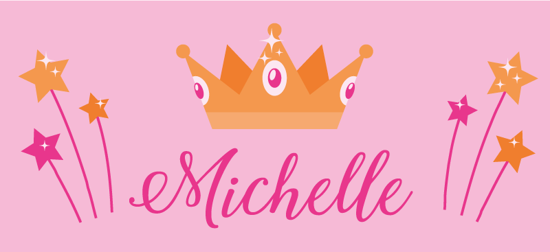 Tryllestaver og krone med navn Vinyl teppe flere barn - Tenstickers