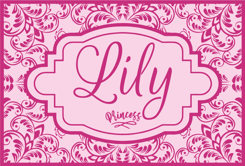 Prinsesse blomsterdesign vinyl teppe med navn - Tenstickers