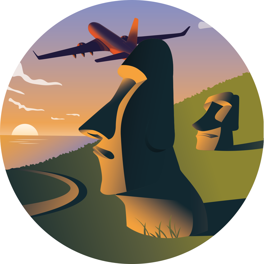 Påskeøya solnedgang vinyl teppe rund - Tenstickers