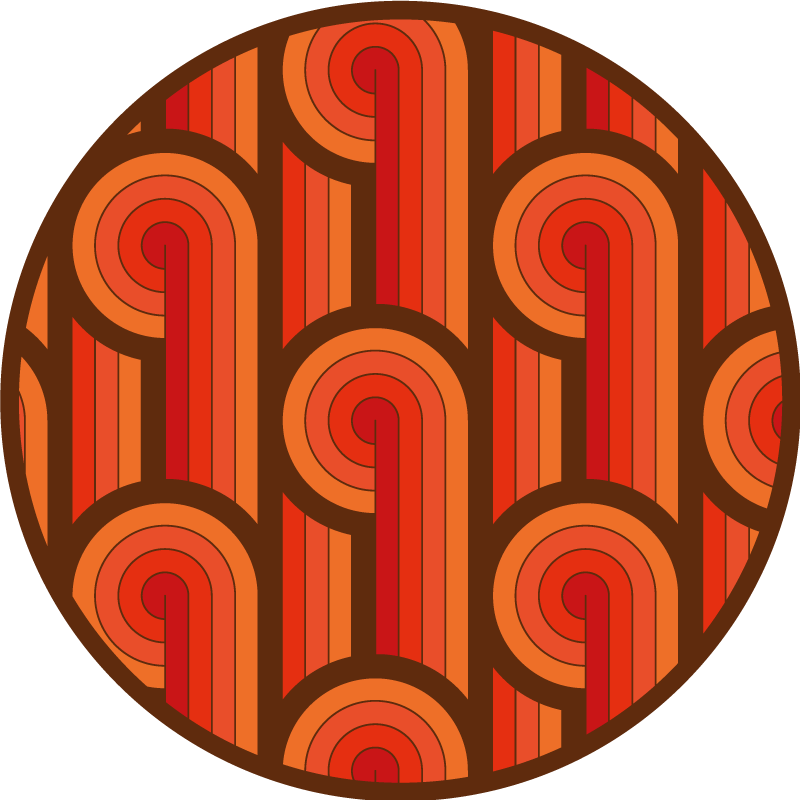 Vintage rundt motiv vinyl teppe rund - Tenstickers