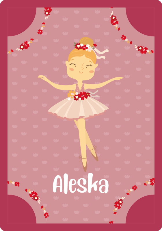 Ballerina-stykke vinyl teppe med navn - Tenstickers