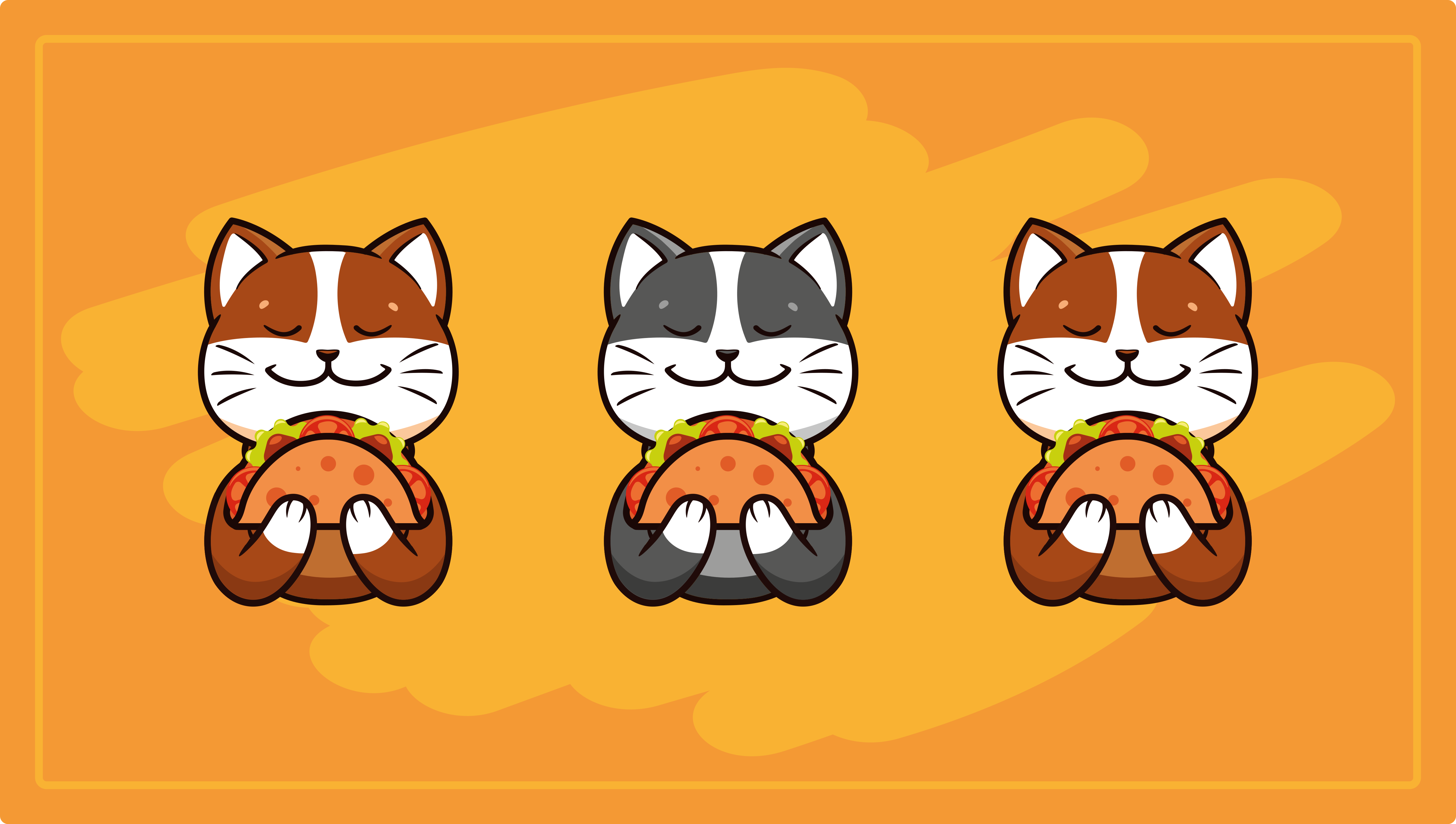 Morsom katt som spiser en taco kjøkkenfliser - Tenstickers