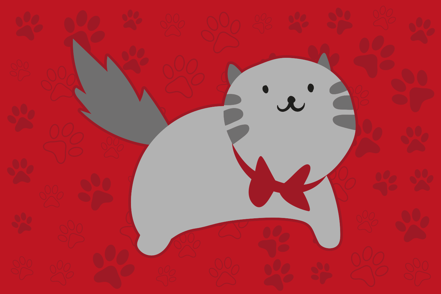 Grå katt med et rødt skjerf soveromsteppe - Tenstickers