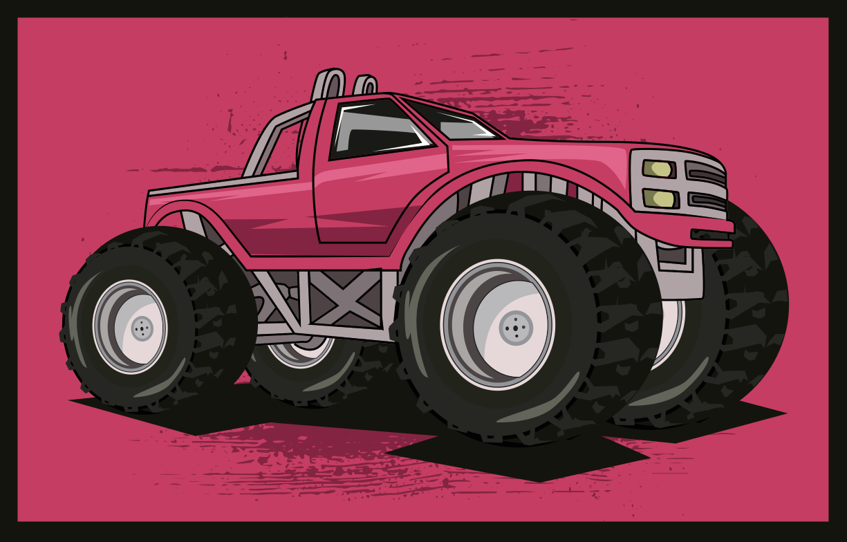 Stort monter lastebil stue vinyl teppe - Tenstickers