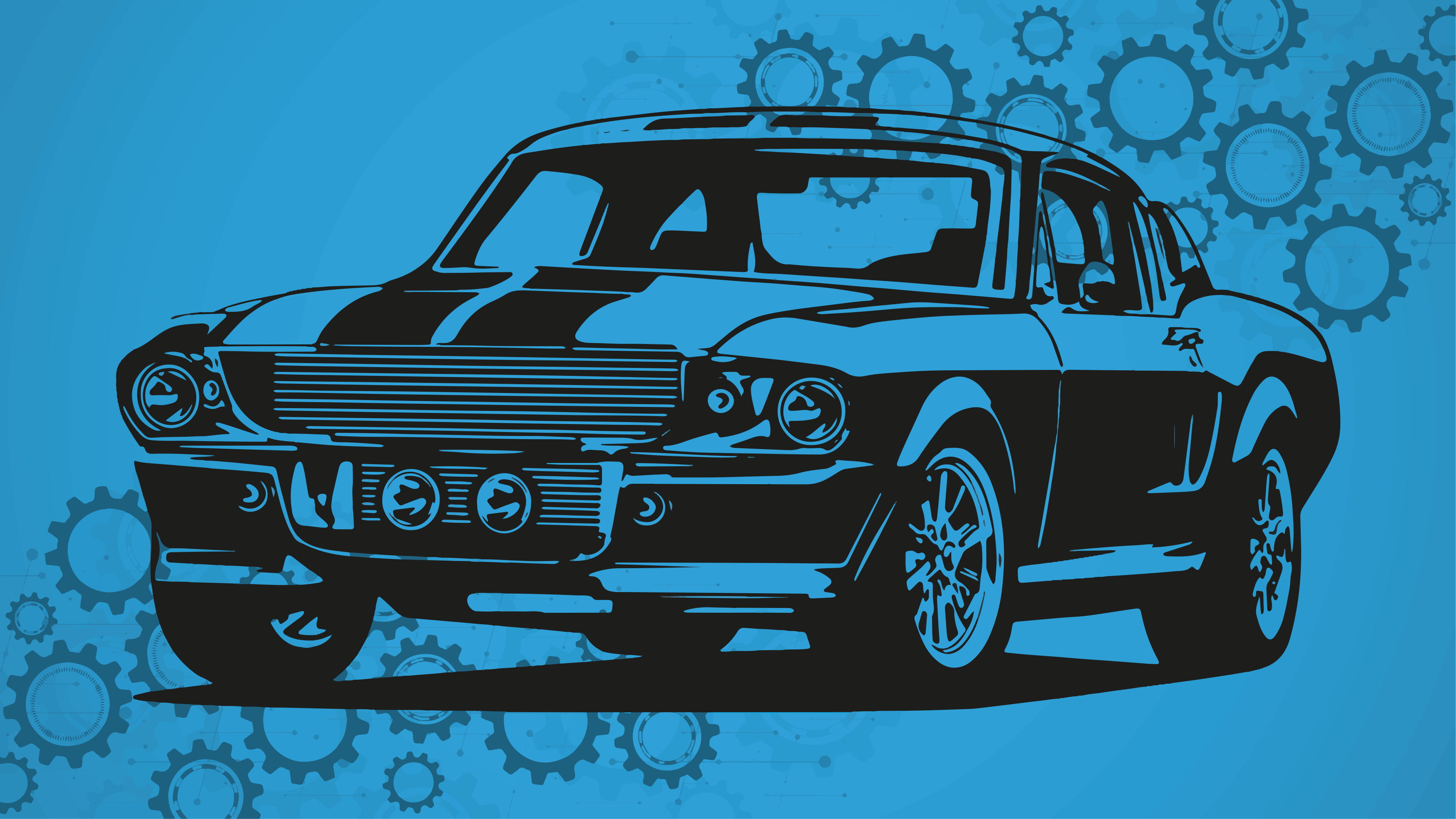 Tidløs bilskildring Vinyl teppe flere barn - Tenstickers