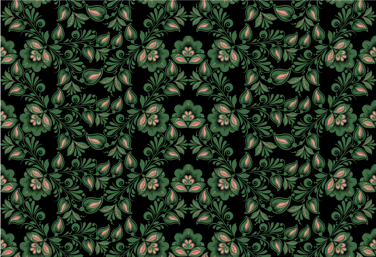 Botanisk grøntmotiv vinyl teppe blomster og planter - Tenstickers