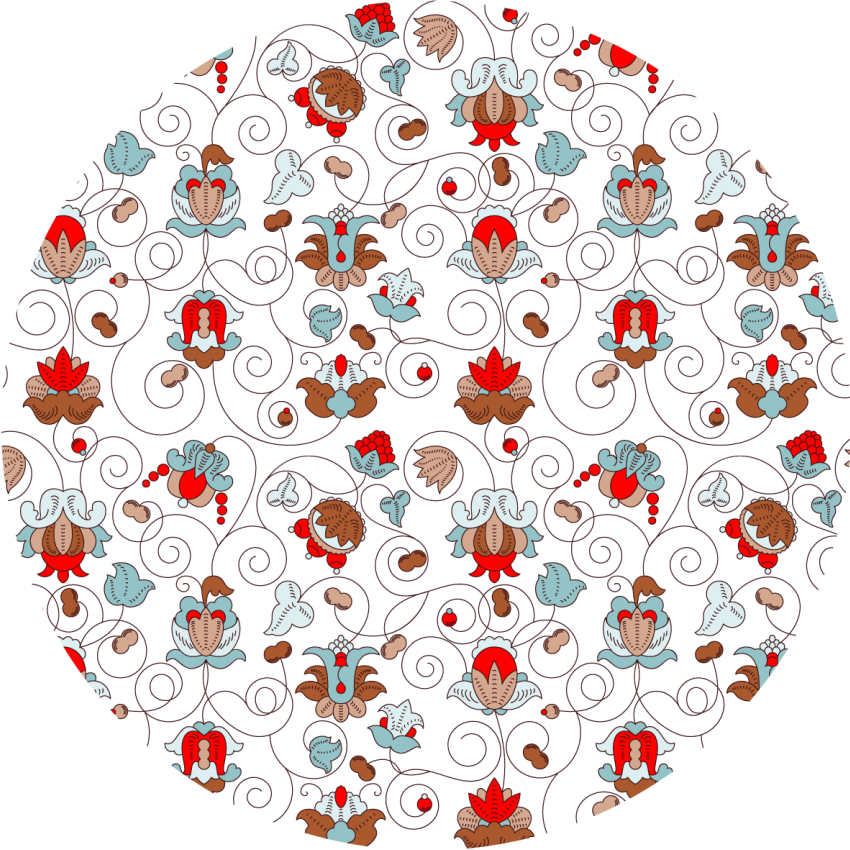 Vinyl teppe blomster og planter sirkulær botanisk spiral - Tenstickers