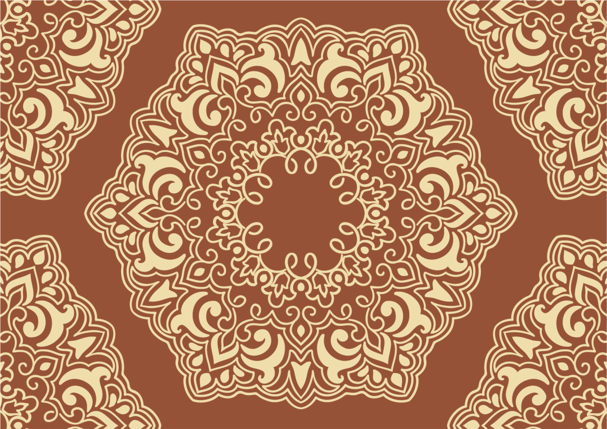 Beige antikk russisk stil etnisk vinyl teppe - Tenstickers