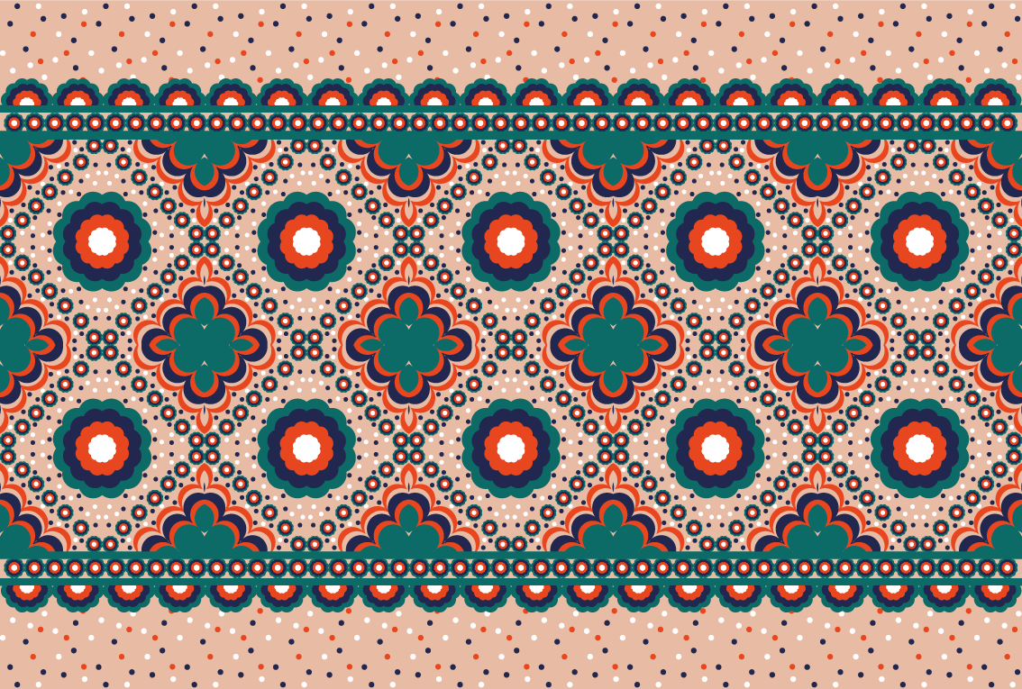 Dristig blomstermotiv vinyl teppe etnisk - Tenstickers