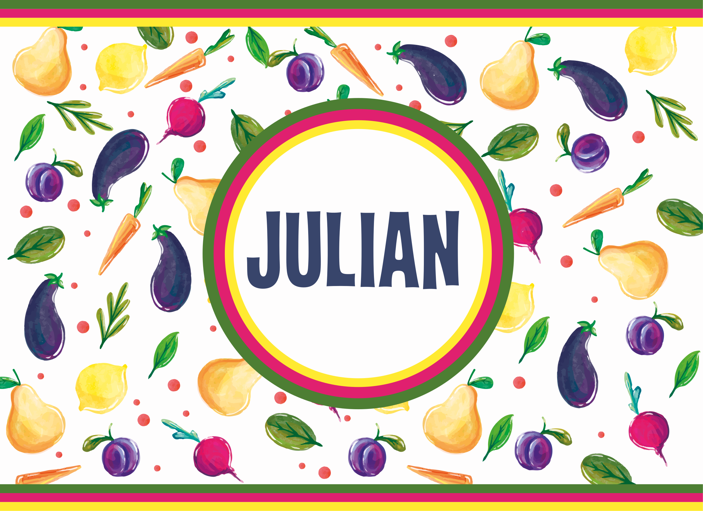 Matkonsept med akvarell vinyl teppe med navn - Tenstickers