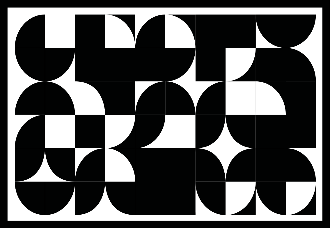 Buede svarte former vinyl teppe geometrisk - Tenstickers