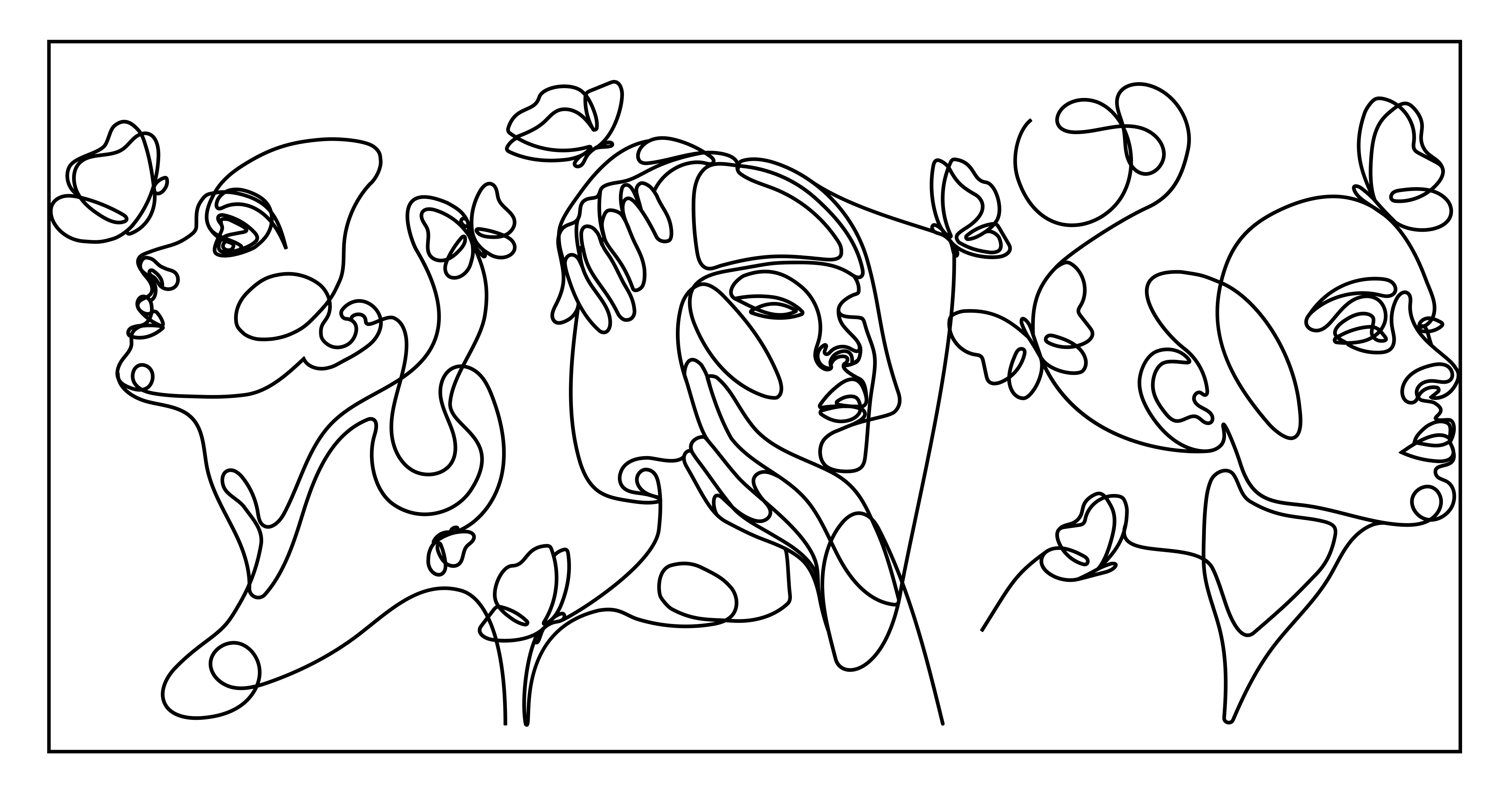 Outlime kunst ansikter vinyl teppe moderne - Tenstickers