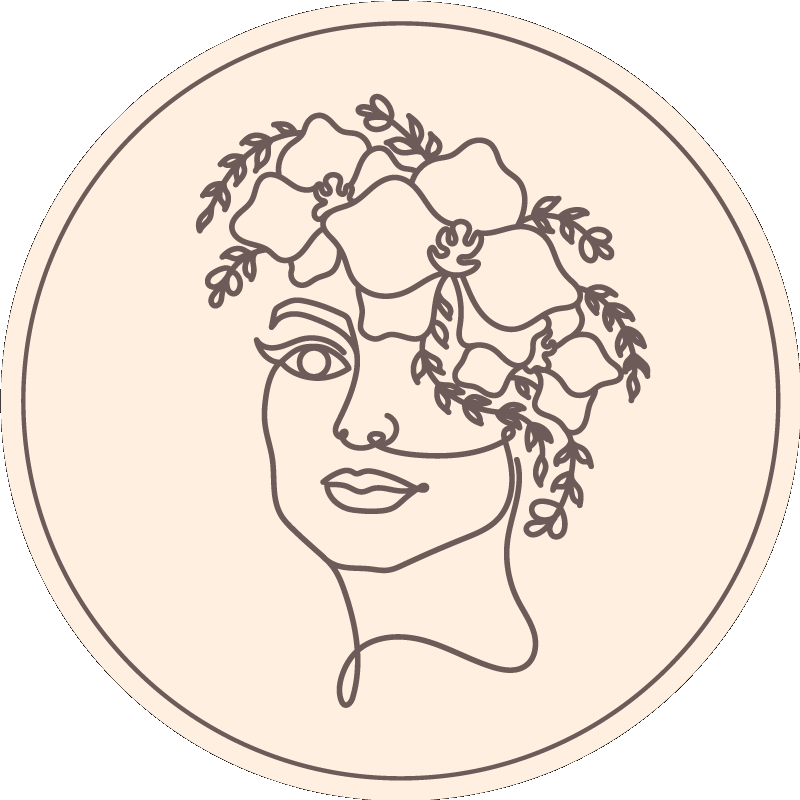 Botanisk skisseillustrasjon vinyl teppe rund - Tenstickers