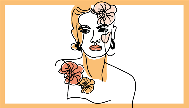 Stilig blomsterportrett vinyl teppe moderne - Tenstickers