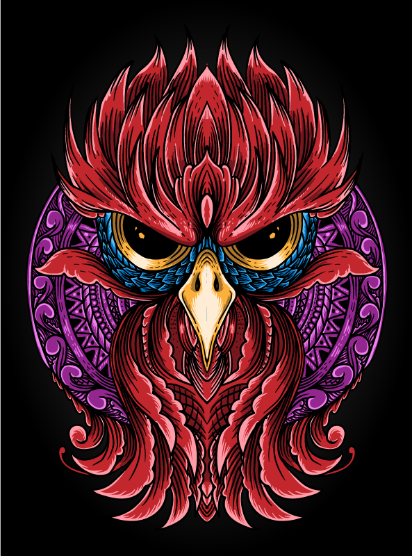 Rød mandala ugle vinyl teppe soverom - Tenstickers