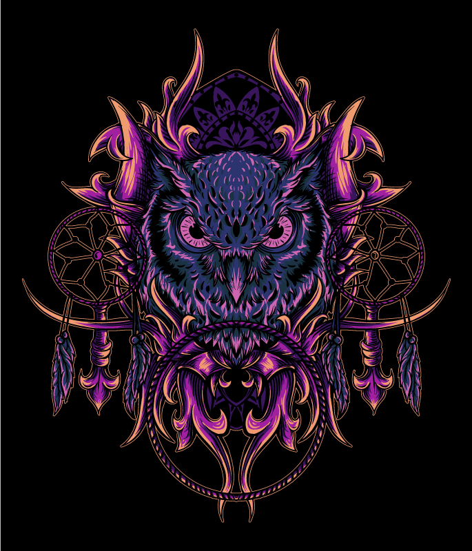 Ugle drømmefanger kunst vinyl teppe dyr - Tenstickers