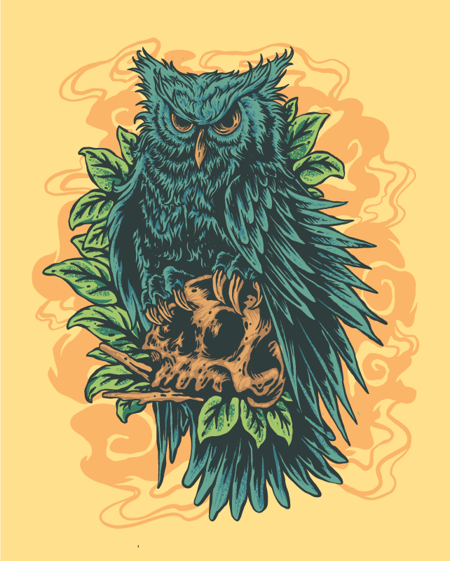 Mystisk uglekunst vinyl teppe dyreavtrykk - Tenstickers