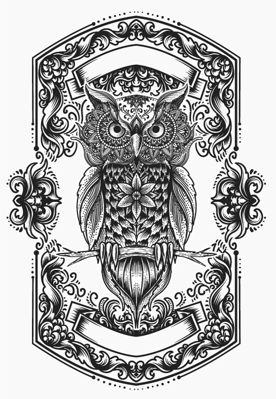 Silhuett svart ugle vinyl teppe soverom - Tenstickers