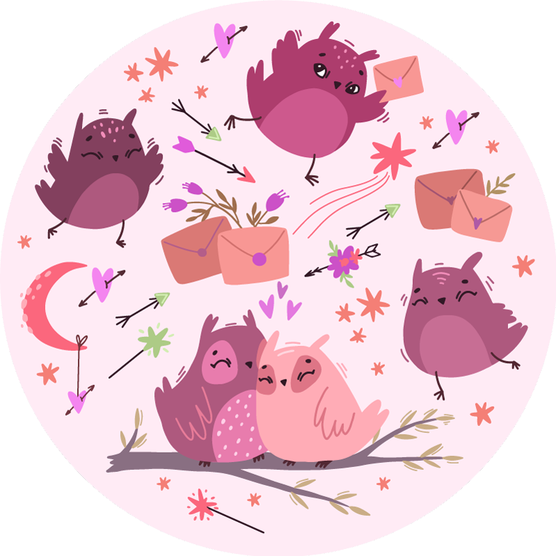 Lilla ugler vinyl teppe spedbarn - Tenstickers