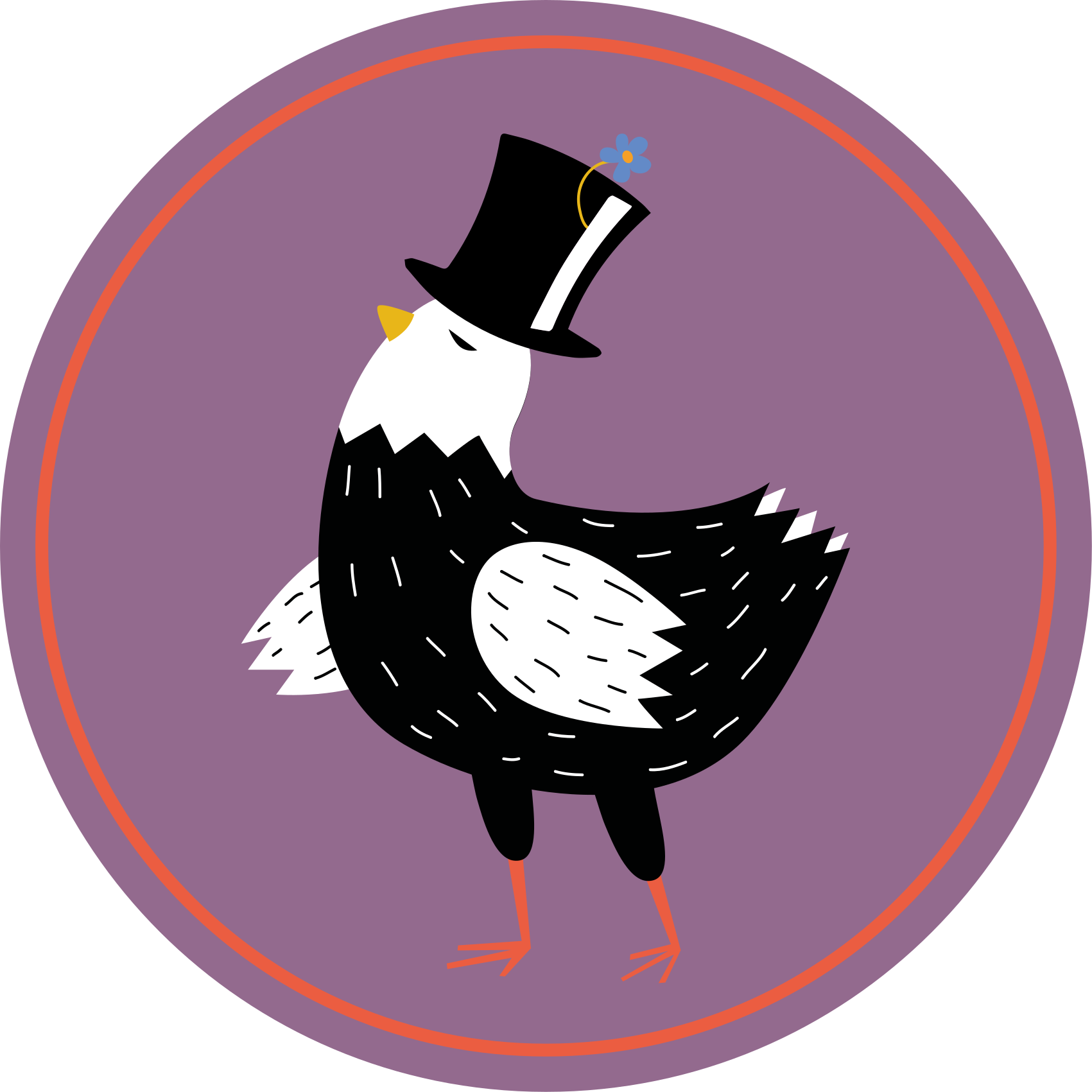 Svart og hvit kylling med klassisk hatt vinyl teppe dyr - Tenstickers