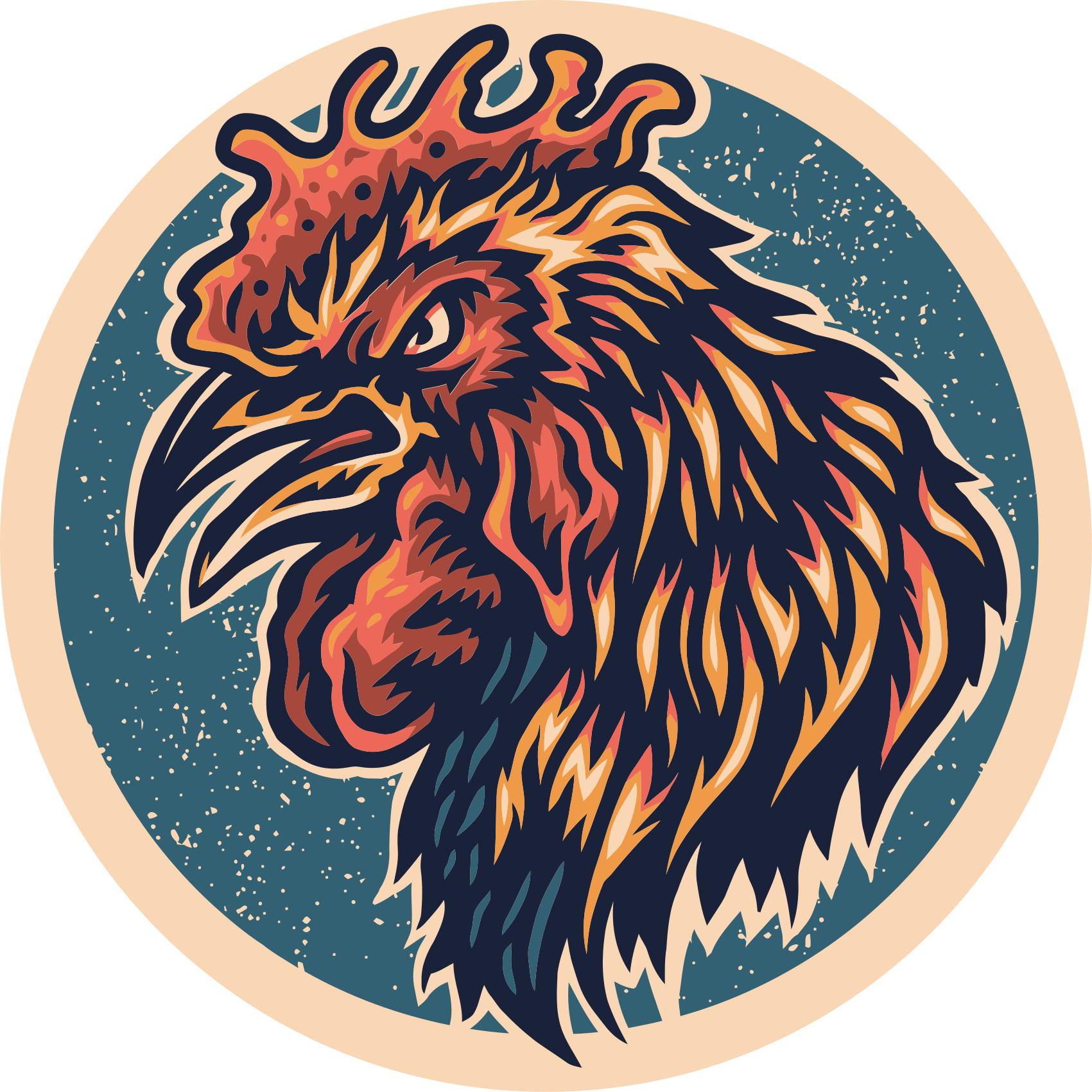 Illustrasjon av hanehode vinyl teppe ungdom - Tenstickers