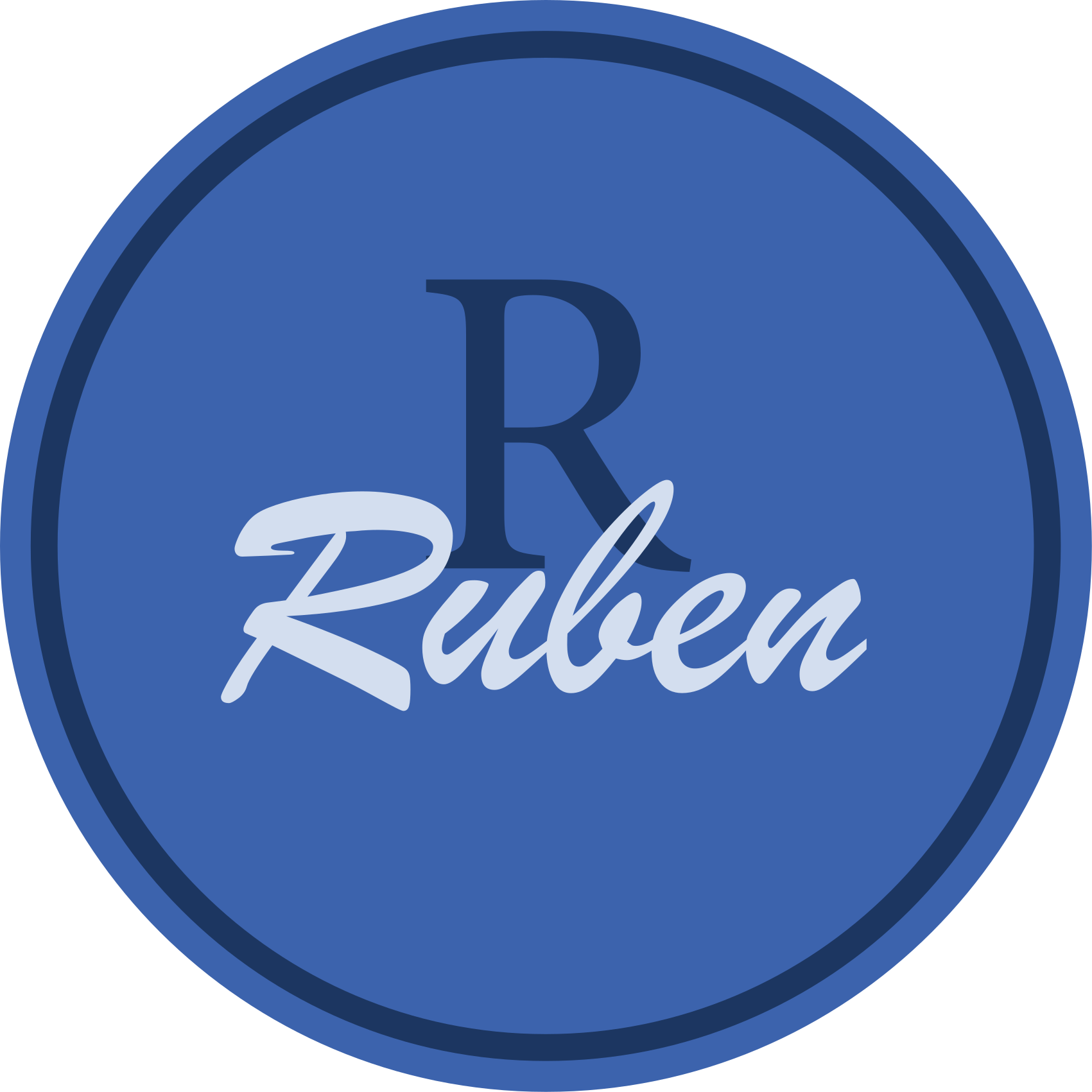 Blå bakgrunn med initial vinyl teppe med navn - Tenstickers