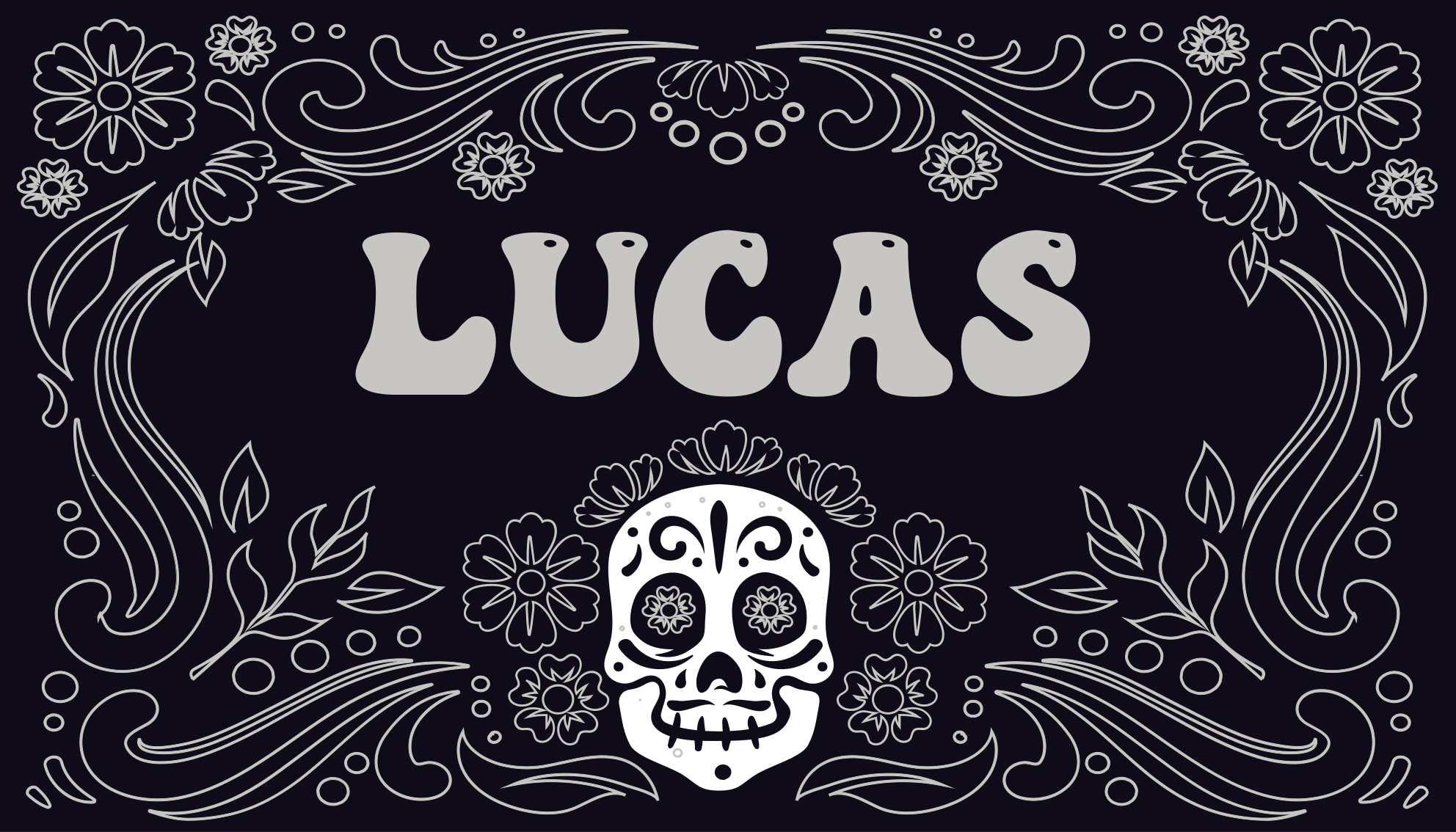 Grå meksikansk stil med planter vinyl teppe med navn - Tenstickers