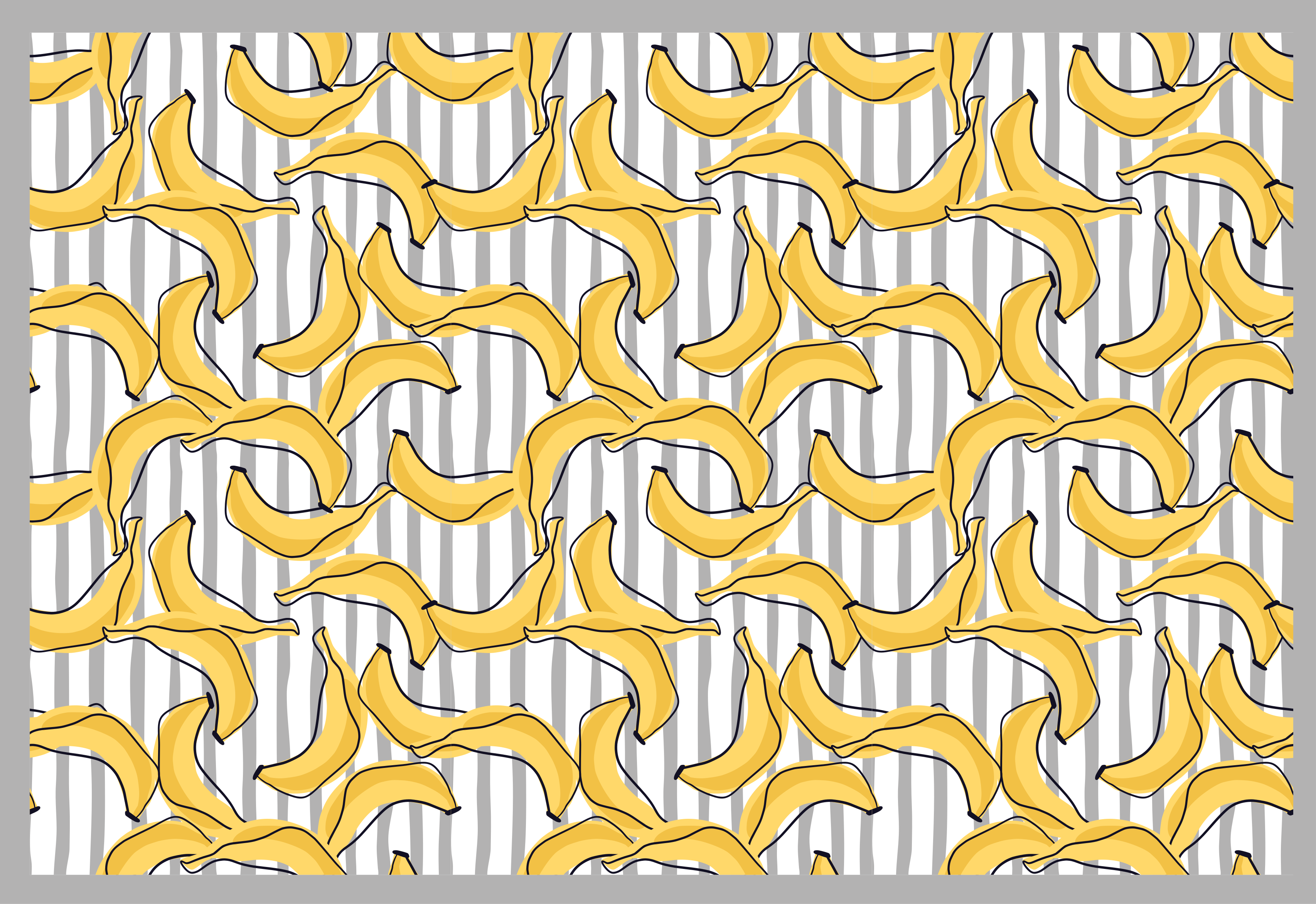 Banan mønster i doodle stil vinyl teppe moderne - Tenstickers